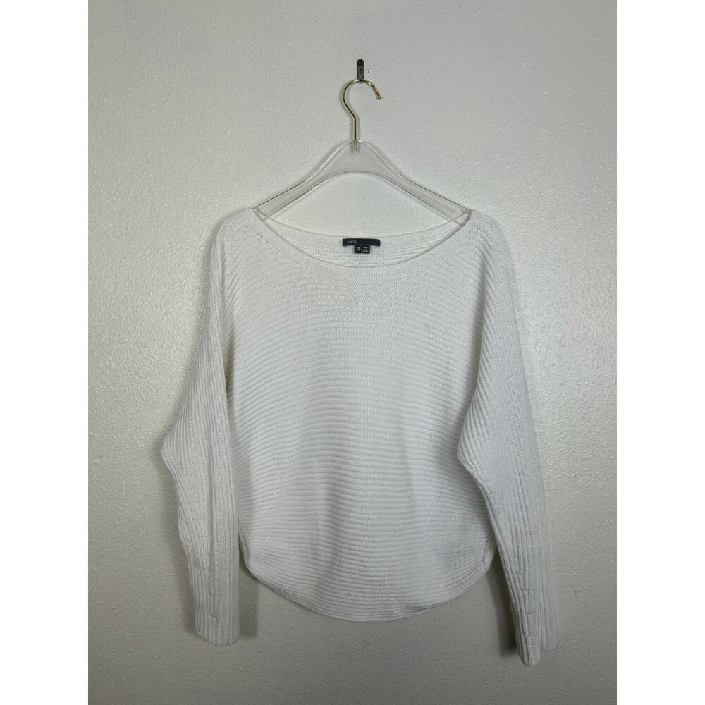 VINCE Ribbed Knit Longsleeve Top White XS Business Casual Minimalist - Picture 3 of 7